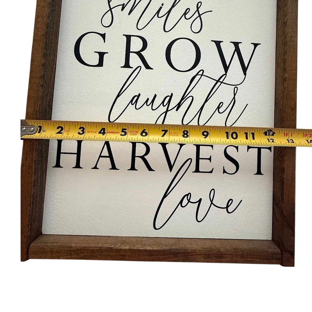 Plant Smiles Grow Laughter Harvest Love Wood Decoration Sign for Home